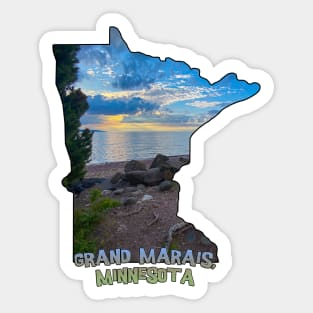 Minnesota State Outline - Grand Marais Sticker